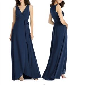 NWT JENNY PACKHAM Chiffon Wrap Gown in Midnight Size 0